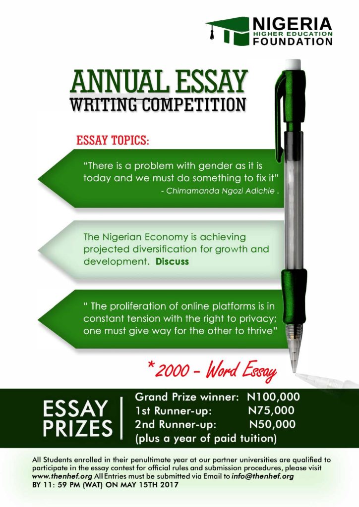 NHEF 3rd Annual Scholarship Essay Competition - 2017