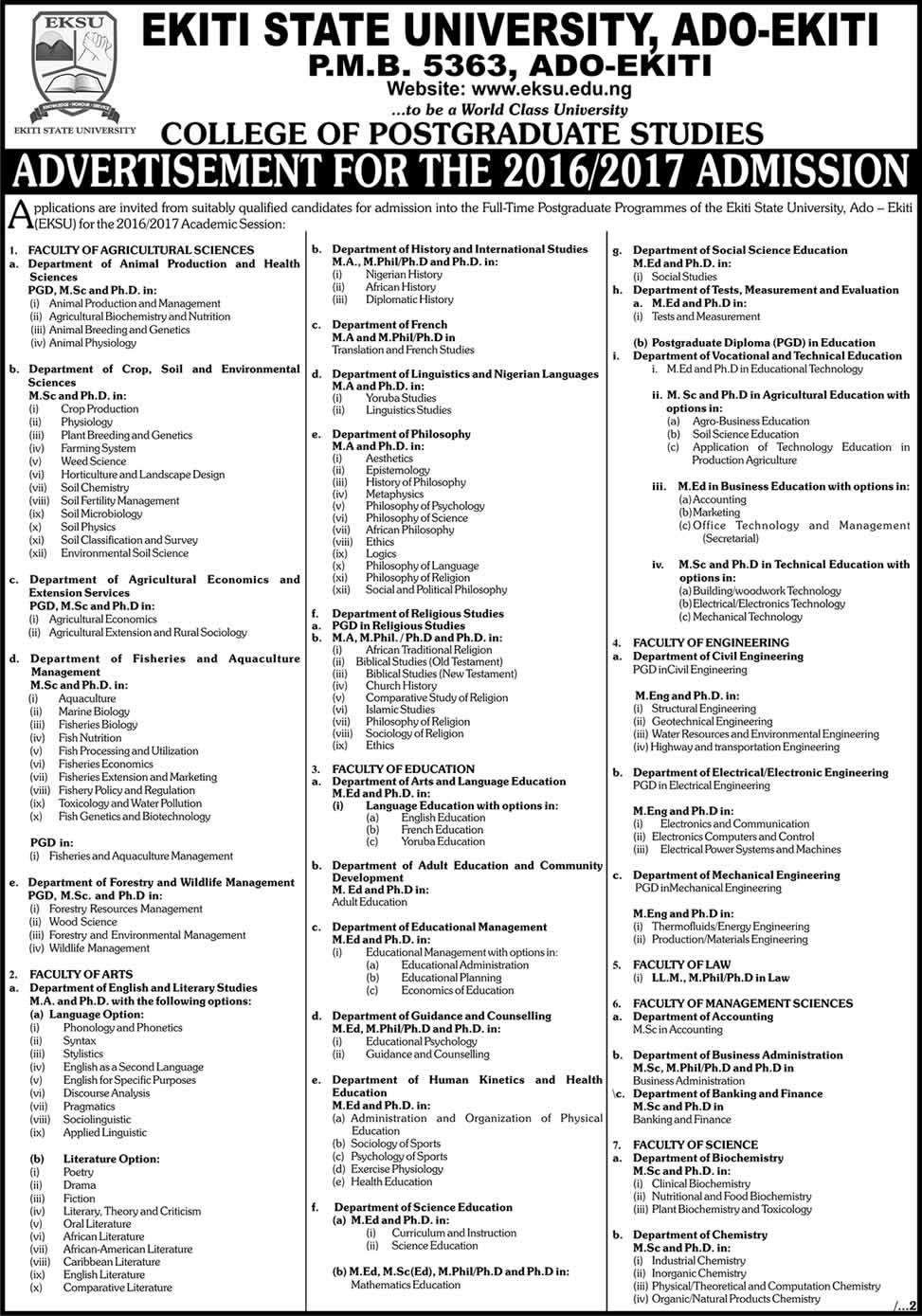 eksu-postgraduate-admission