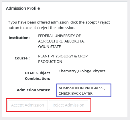 not offerd admission on jamb caps